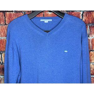 Southern Tide Skipjack Blue Medium V-Neck Cotton Men’s Pullover Ribbed Sweater